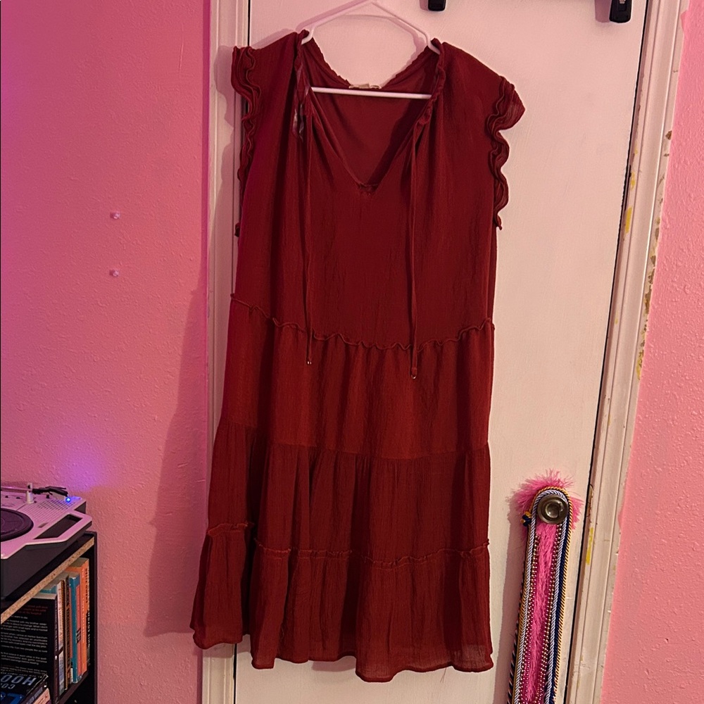 Elegant Red Ruffle Dress